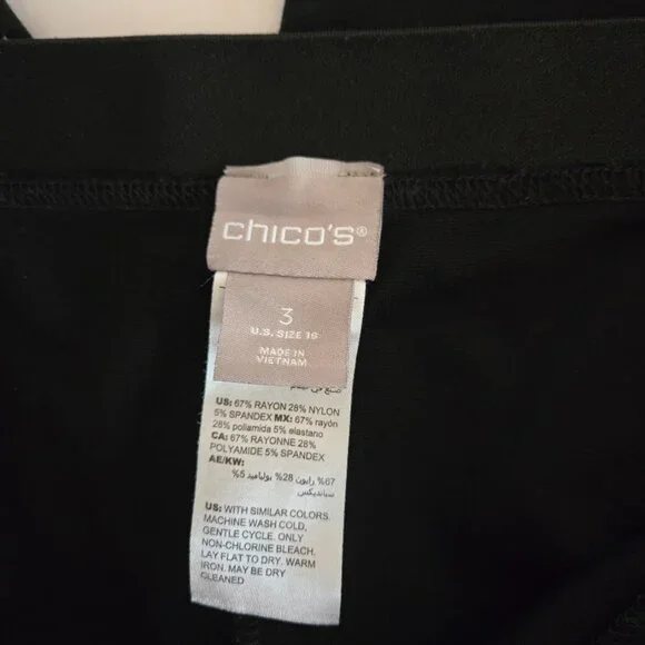 Chico's black wide leg capris NWOT Size‎ 3/XL - Picture 3 of 5